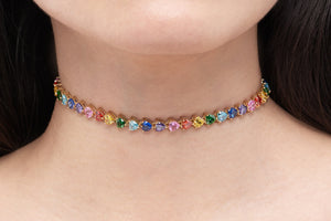Rainbow Heart Choker Necklace-2