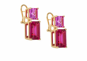 Rectangle Two Tone Pink Drop Earrings-3