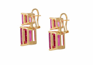Rectangle Two Tone Pink Drop Earrings-4