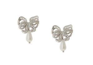 Bow Pearl Drop Earrings-2