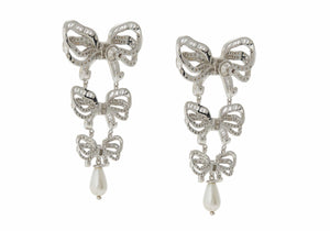 Bow Pearl Chandelier Earrings-3