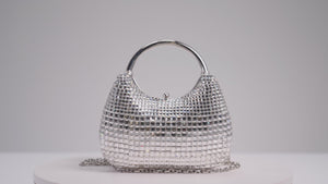 Top Handle Squares Clutch Silver-5