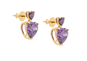 Heart Drop Earrings Purple-2