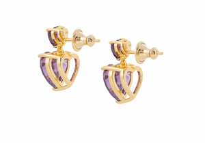 Heart Drop Earrings Purple-3