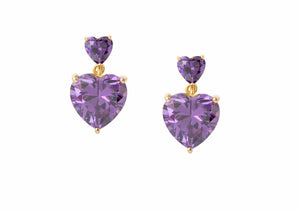 Heart Drop Earrings Purple-1