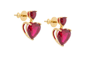 Heart Drop Earrings Red-2