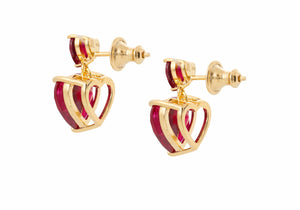 Heart Drop Earrings Red-3
