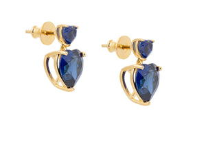 Heart Drop Earrings Blue-2
