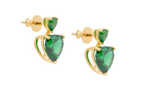 Heart Drop Earrings Green-2