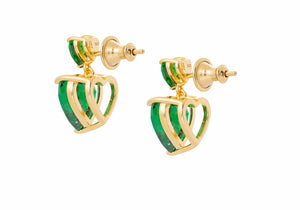Heart Drop Earrings Green-3