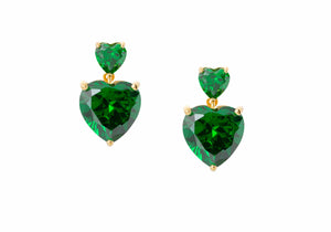 Heart Drop Earrings Green-1