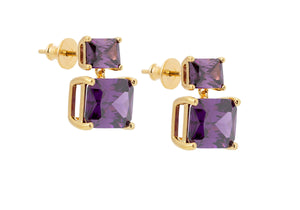 Rectangle Drop Earrings Purple-2