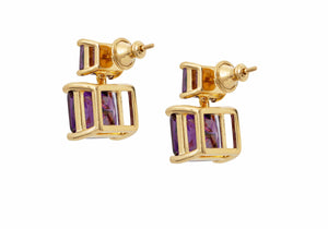 Rectangle Drop Earrings Purple-3