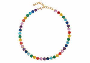 Rainbow Heart Choker Necklace-1