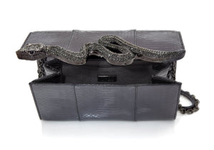 Serpent Snakeskin Clutch Gray-3