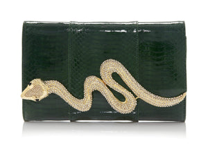 Serpent Snakeskin Clutch Emerald-1