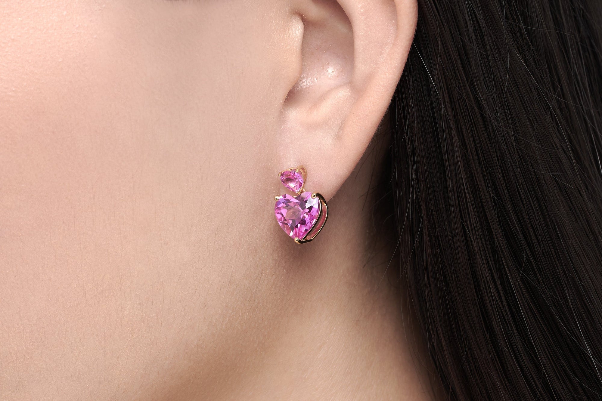 Heart Drop Earrings Pink