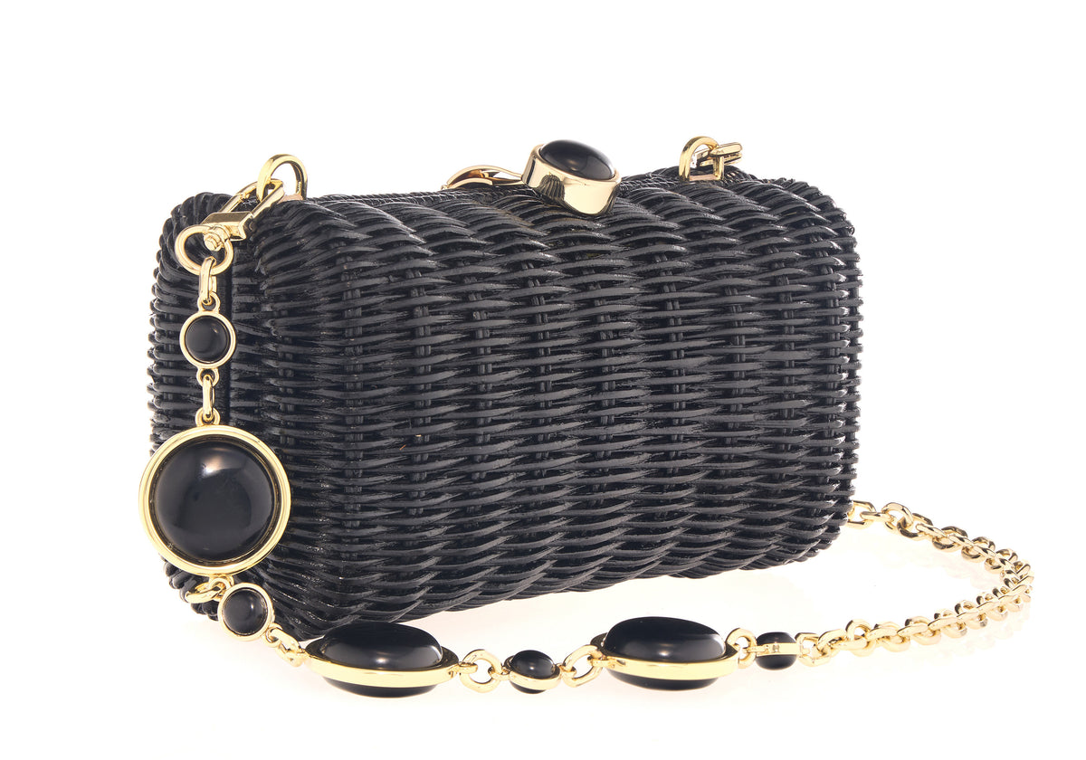 Poppy Basket Semi-Precious Stones Black