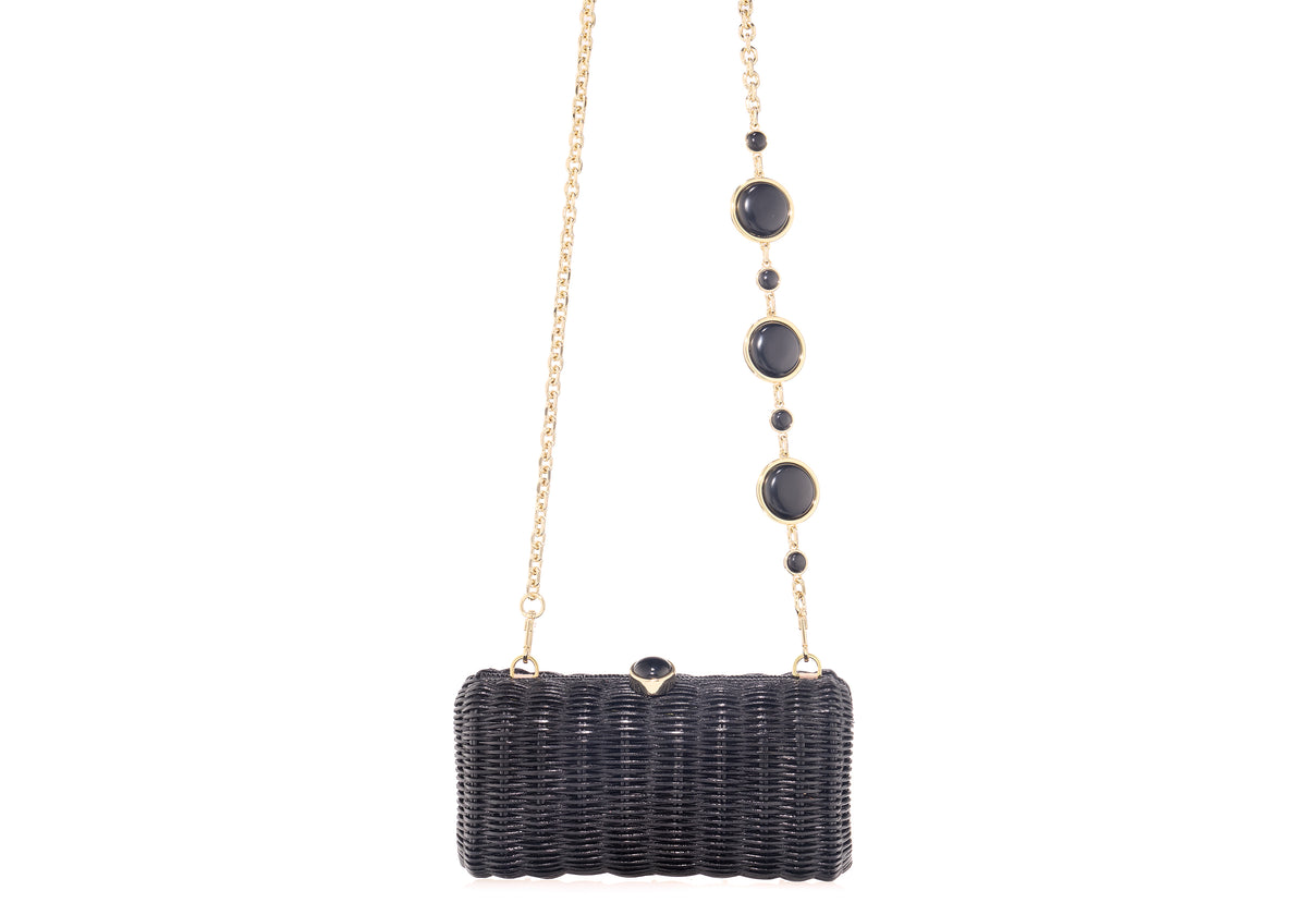 Poppy Basket Semi-Precious Stones Black