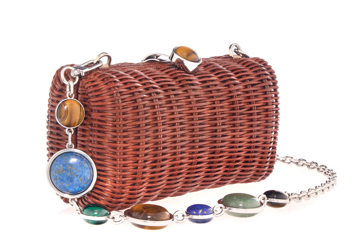Poppy Basket Semi-Precious Stones Brown