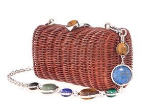Poppy Basket Semi-Precious Stones Brown-2