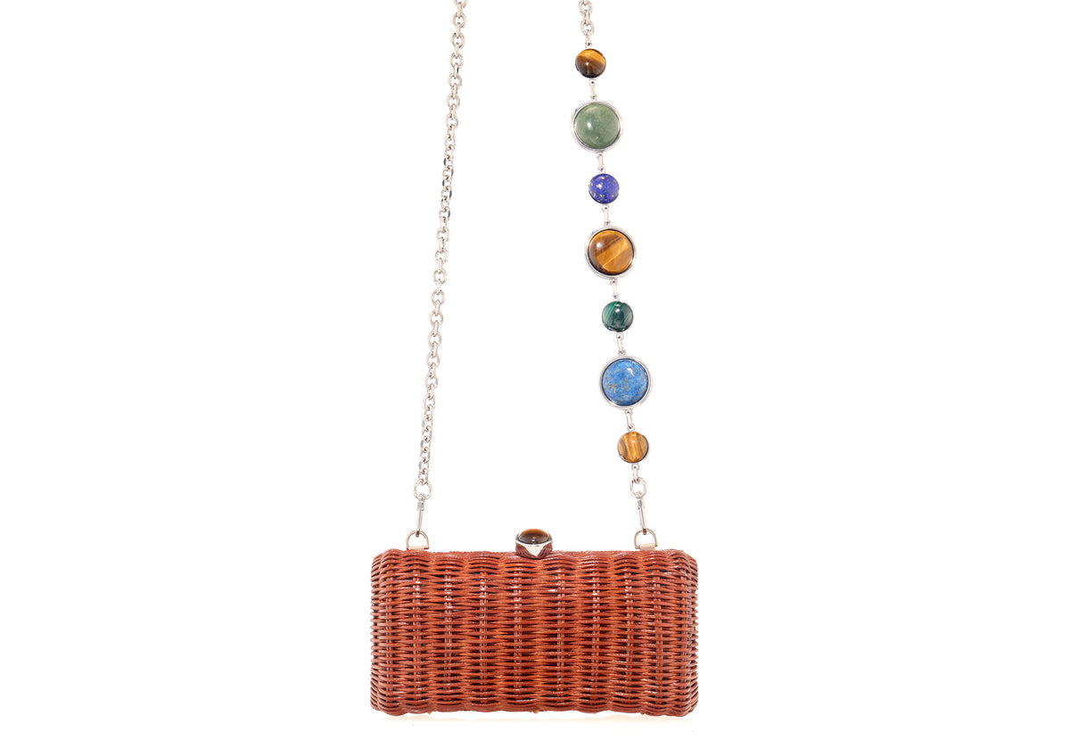 Poppy Basket Semi-Precious Stones Brown