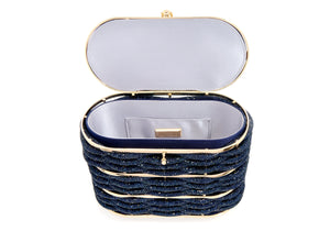 Willow Crystal Woven Top Handle Navy-3