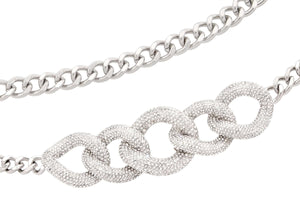 Fancy Curb Link Belt Pave Silver-4