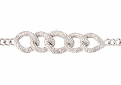 Fancy Curb Link Belt Pave Silver