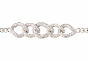 Fancy Curb Link Belt Pave Silver-3