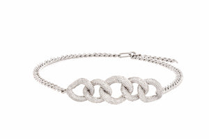 Fancy Curb Link Belt Pave Silver-2