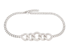 Fancy Curb Link Belt Pave Silver