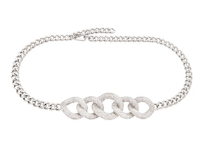 Fancy Curb Link Belt Pave Silver-4