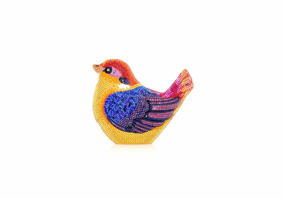 Bird Kingfisher crystal clutch front view