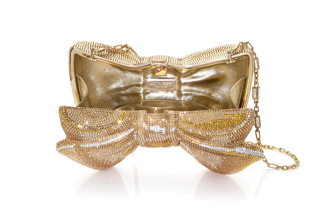 Just For You Bow Gold Designer Clutch