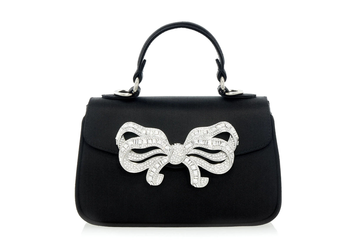 Judith Leiber Black Satin Bow Top Handle Judith Leiber Black Satin Bow Top Handle