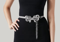 Bow Baguette Belt Silver