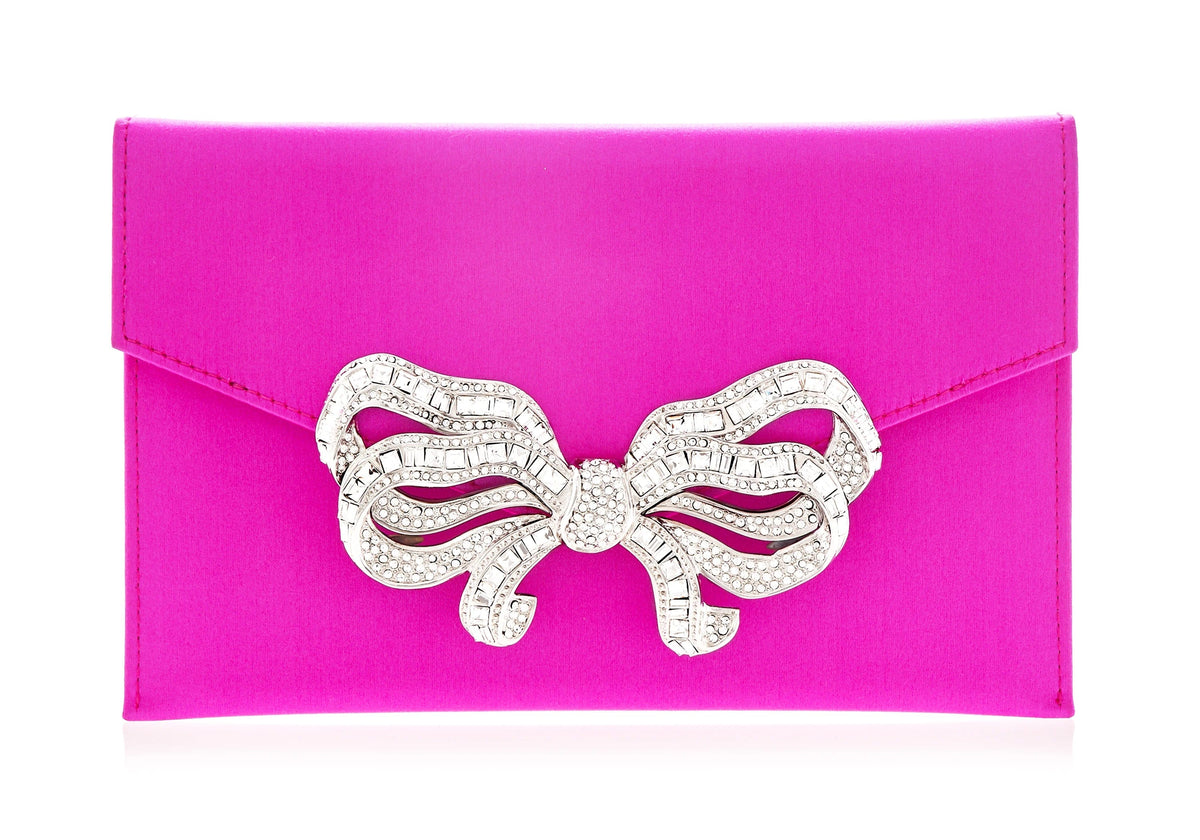 Satin Bow Envelope Fuchsia front view
