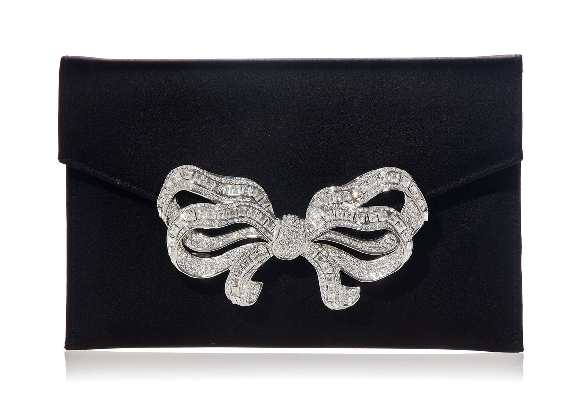 Satin Bow Envelope Black alternate front view