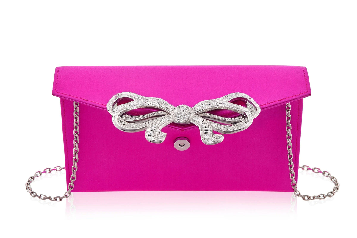 Satin Bow Envelope Fuchsia