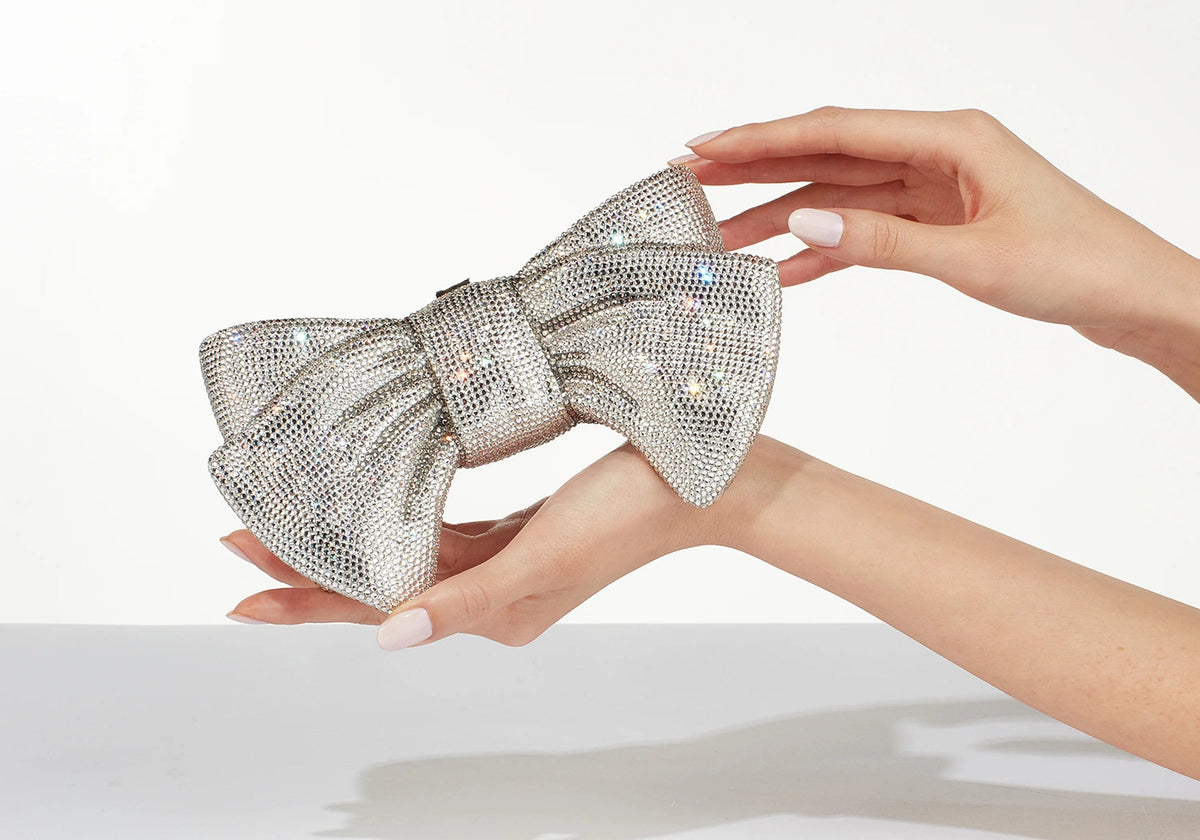 Just For You Bow Silver Designer Handbag