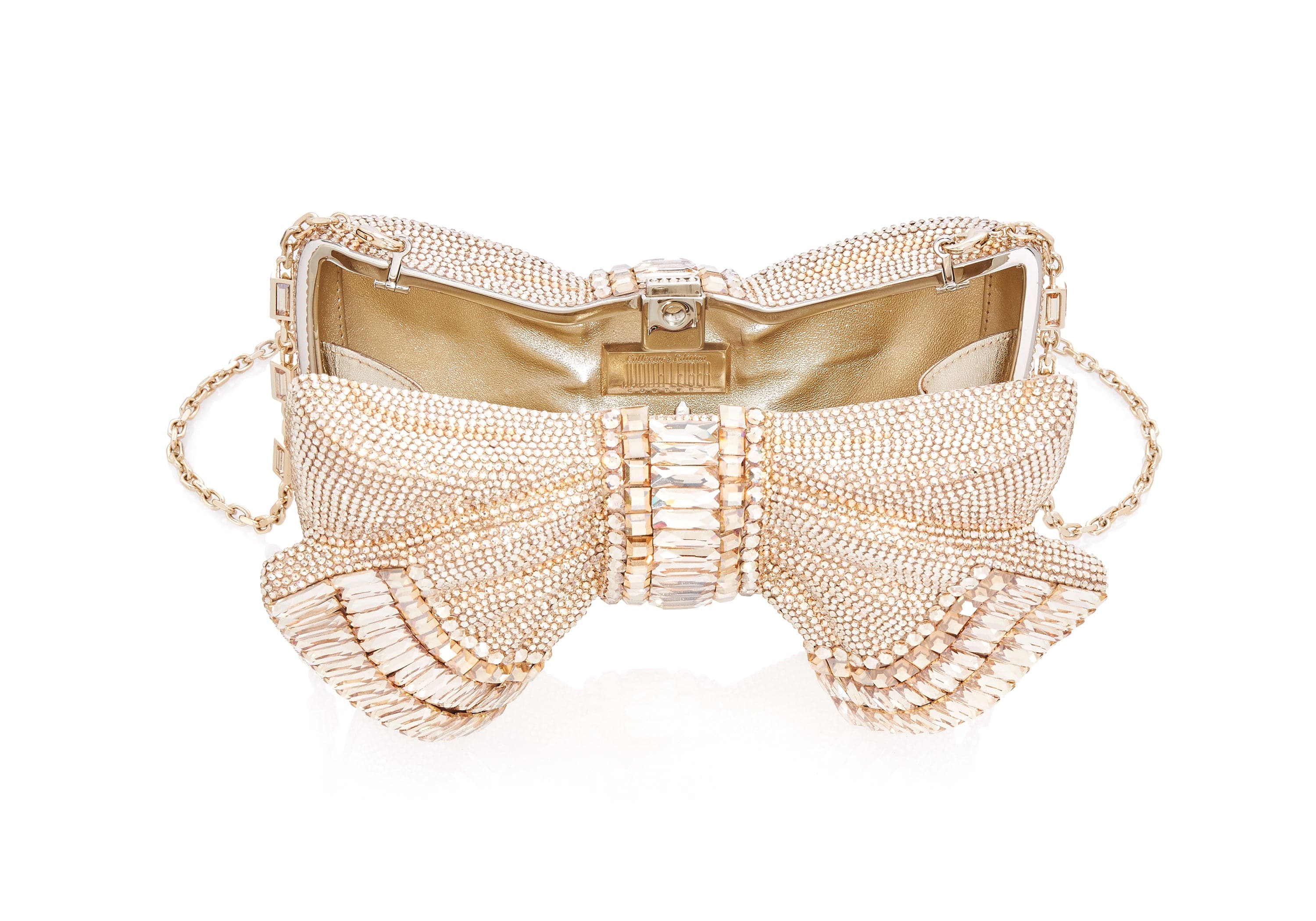 True Decadence ruched bow clutch bag in gold | ASOS