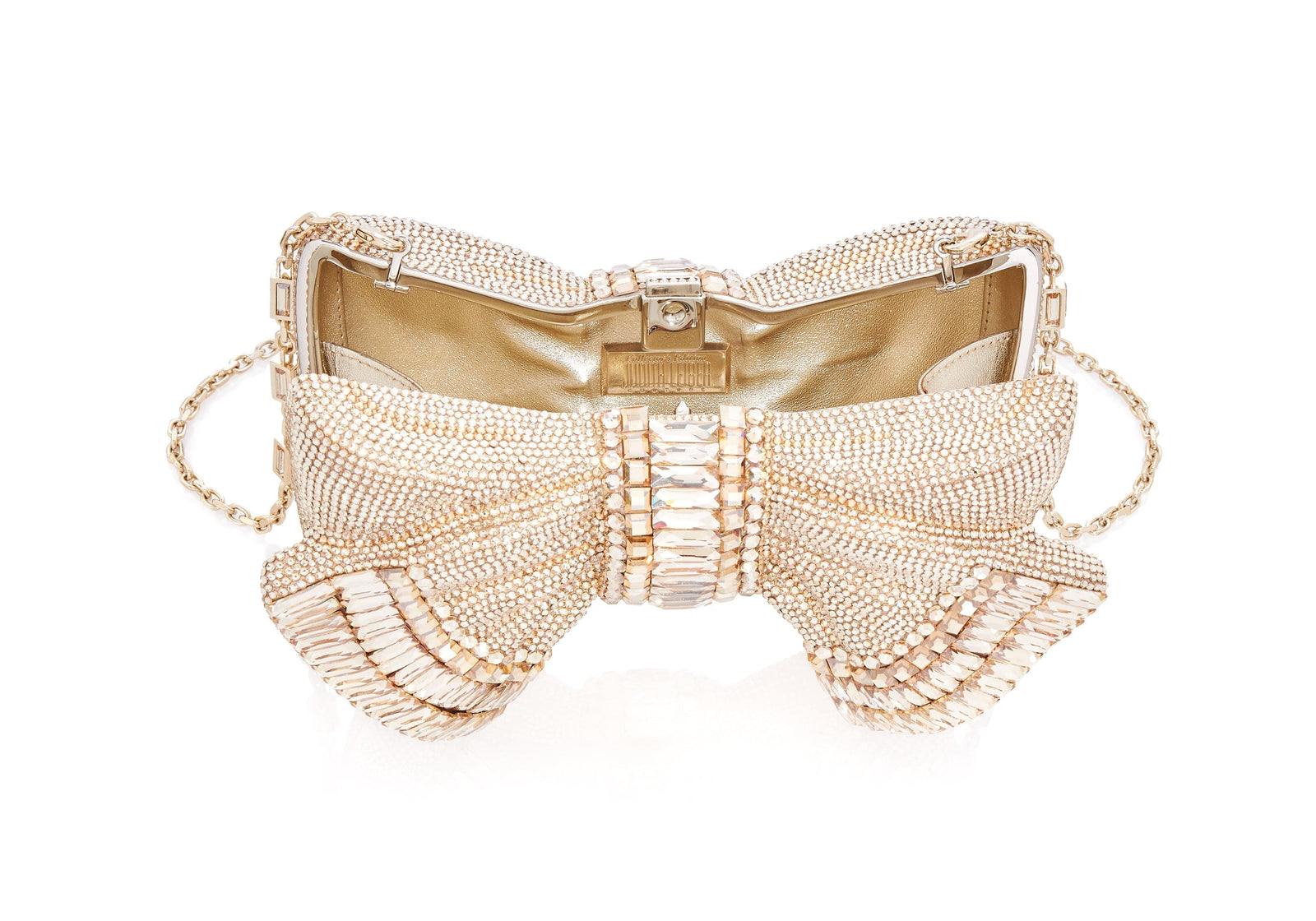 Judith Leiber Bow Just For You Crystal-embellished -tone Clutch - Gold