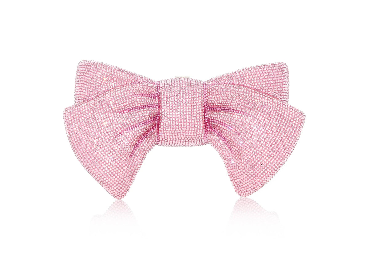 Just For You Bow Pink crystal clutch front view