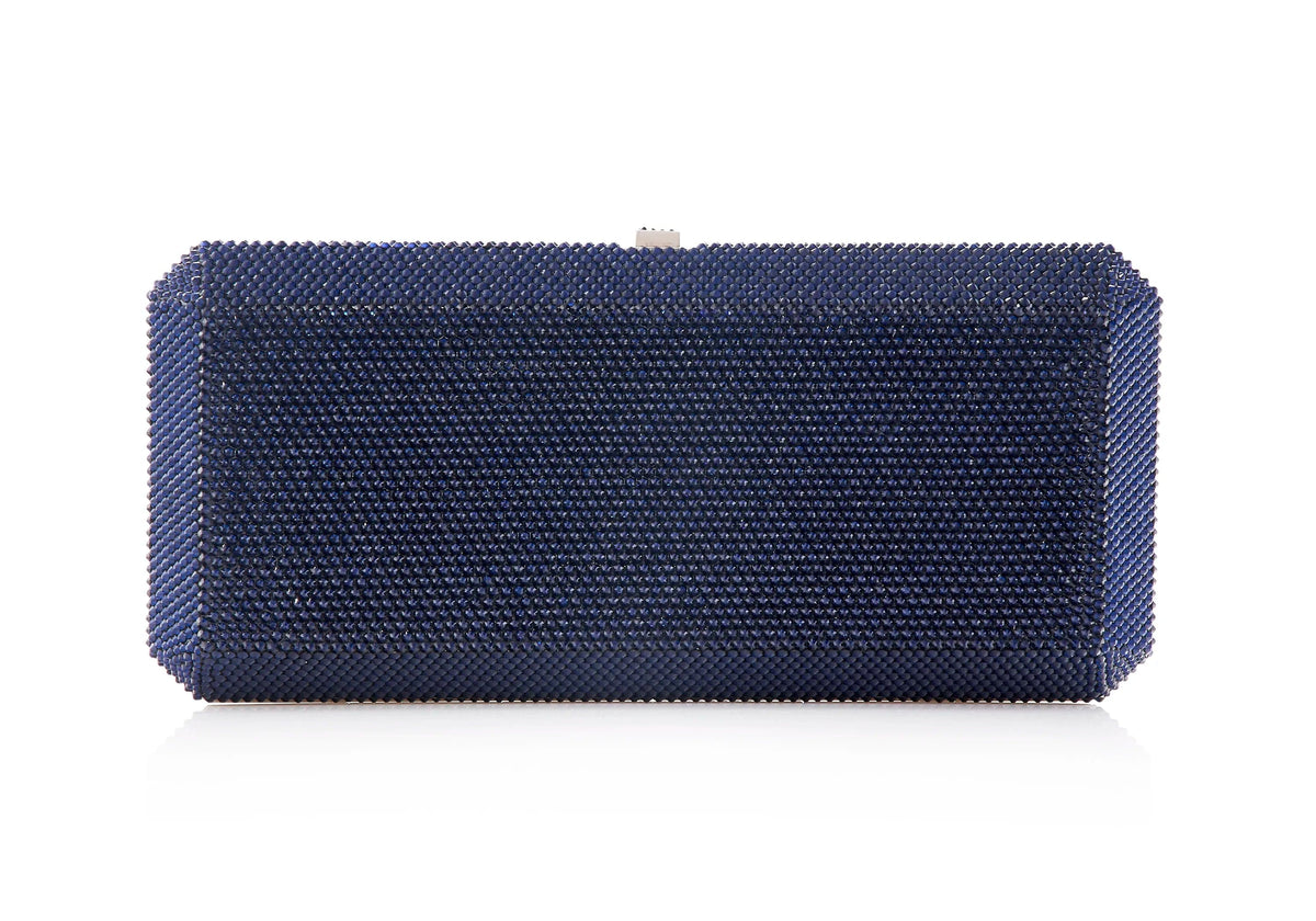 Slim Rectangle Navy crystal clutch lifestyle view