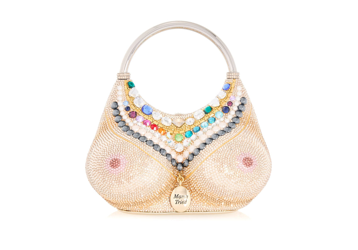 Bust Don't Tell Mama crystal clutch front view