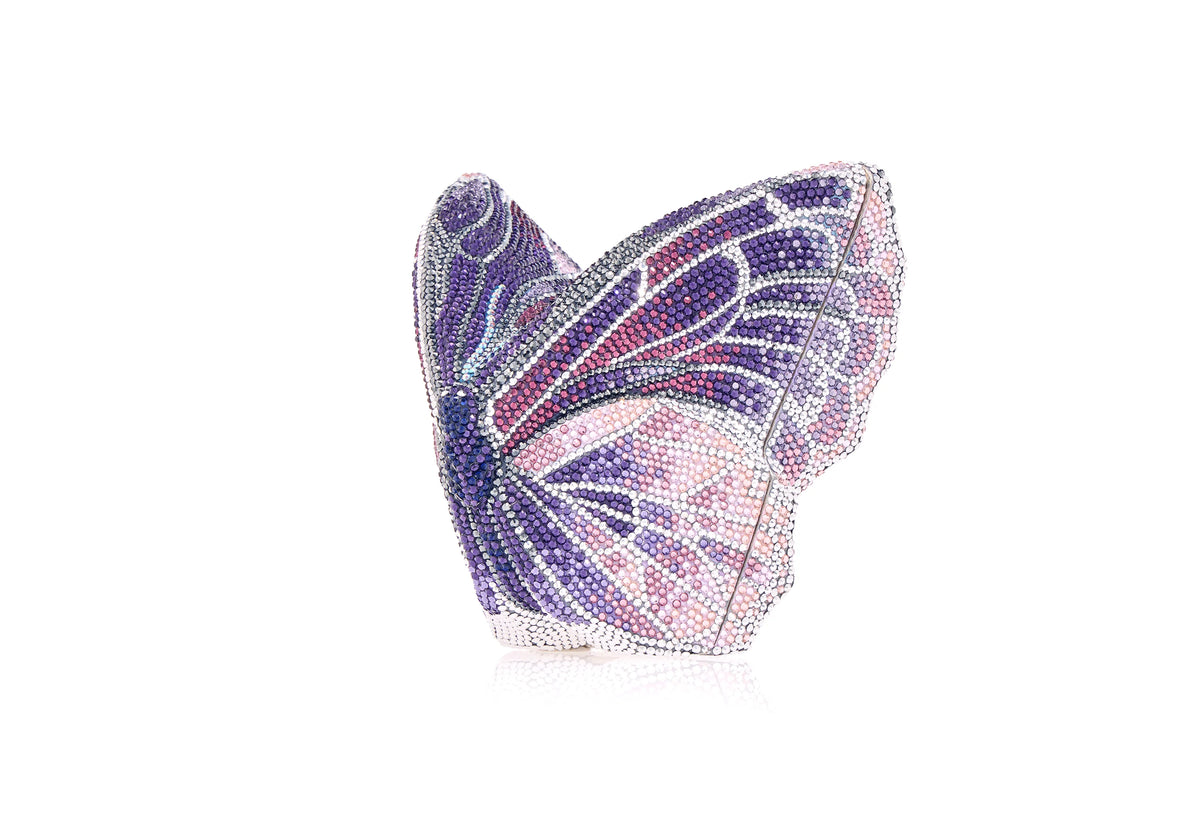 Butterfly Violette crystal clutch alternate front view