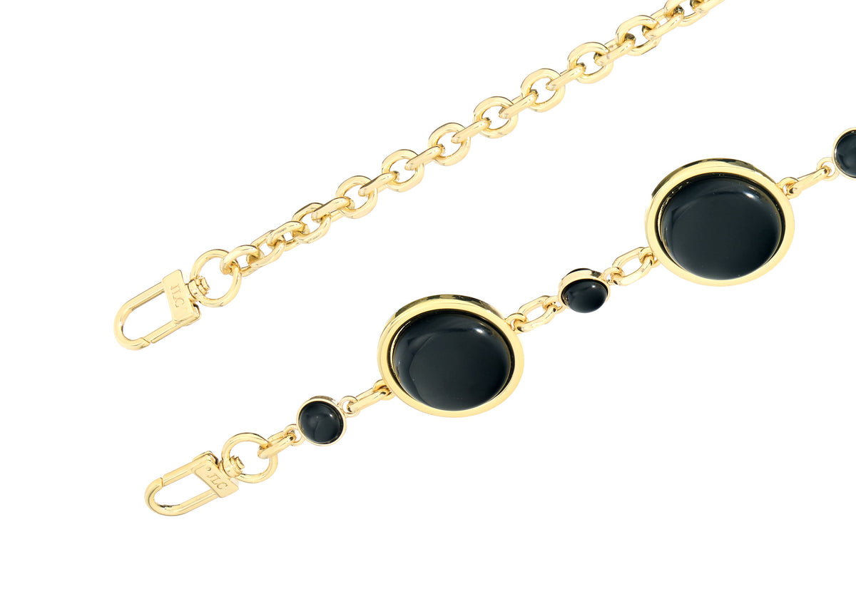 Isla Wicker Basket Semi-Precious Stones Black