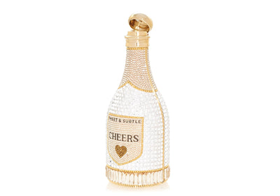 Bespoke Champagne Bottle Forever crystal clutch monogram personalization example