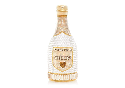 Bespoke Champagne Bottle Forever crystal clutch front view